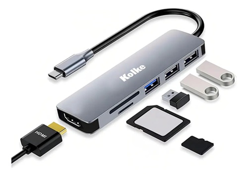 Adap Conv TC HDMI+Lec Mem+HUB Kolke KCH-680